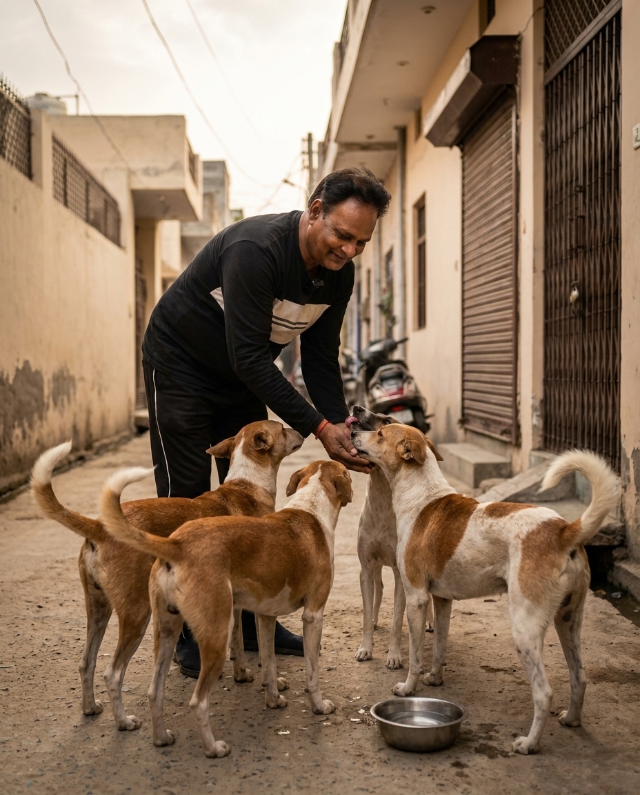 The story of a man who feeds 55 strays and goes hungry himself